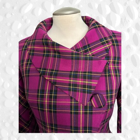 VINTAGE BIANCA NYGARD STUNNING TARTAN SHORT FITTED JACKET - Picture 3 of 13